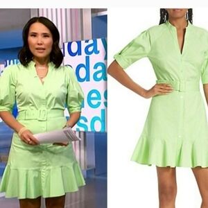 Veronica Beard Molly Green Belted Shirt Dress Size 4